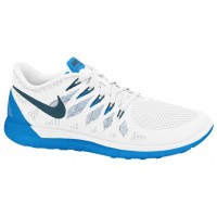 Nike Free 5.0 Herren Sportschuhe Weiß/Foto Blau/Rein Platin/Spatien Blau