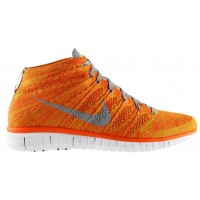 Nike Free Flyknit Chukka Gesamt Orange/Licht Base Grau/Volt/Weiß Herren Sneakers