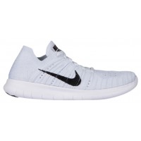 Damen Nike Free Rn Flyknit Weiß/Rein Platin/Schwarz Laufschuhe
