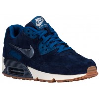 Nike Air Max 90 Premium Suede Damen Turnschuhe Midnacht Marine/Metallic Blau/Silber/Ghost Grün