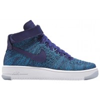 Nike Air Force 1 Hi Flyknit Damen Sportschuheschuhechuhe Dunkel Royal Blau