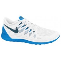 Nike Free 5.0 Herren Sportschuhe Weiß/Foto Blau/Rein Platin/Spatien Blau