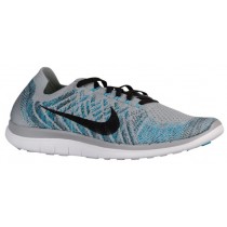 Herren Nike Free 4.0 Flyknit 2015 Wolf Grau/Blau Lagoon/Weiß/Schwarz Herrenschuh