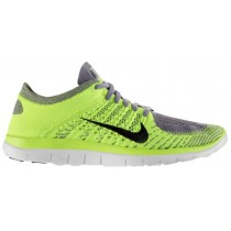 Nike Free 4.0 Flyknit Herren Running Schuhe Licht Holzkohle/Volt/Schwarz
