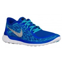 Nike Free 5.0 2015 Print Rennfahrer Blau/Gamma Blau/Weiß/Reflektierend Silber Herren Laufschuh