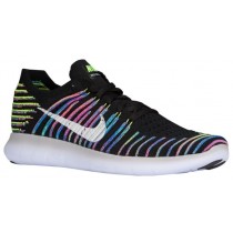 Nike Free Rn Flyknit Schwarz/Weiß/Volt/Blau Lagoon Damen Laufschuhe