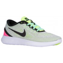 Nike Free Rn Weiß/Schwarz/Volt/Rosa Blast Damen-Laufschuh