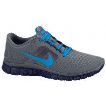 Nike Free Run + 3 Damen Sportschuhe Cool Grau/Blau Glühen/Nacht Blau