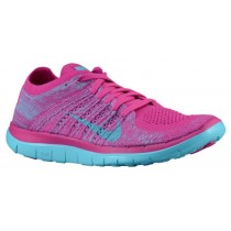Nike Free 4.0 Flyknit Damen Trainingsschuhe Fuchsie Blitzen/Mittel Violett/Polarized Blau