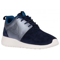 Nike Roshe One Premium Suede Damen Turnschuhe Midnacht Marine/Metallic Blau Dusk/Silber