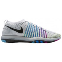 Nike Free Transform Flyknit Rein Platin/Schwarz/Chlorine Blau/Farbig Perle Damen Fitnessschuhe 