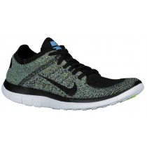 Nike Free 4.0 Flyknit Damen Sportschuhe Schwarz/University Blau/Elektrisch Grün/Schwarz