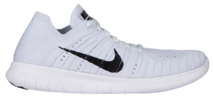 Damen Nike Free Rn Flyknit Weiß/Rein Platin/Schwarz Laufschuhe