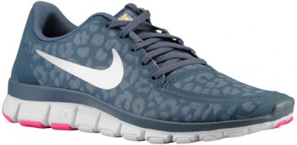 Nike Free 5.0 V4 Dk Waffenkammer Blau/Laser Orange/Rosa Folie/Met Silber Damen Laufschuhe