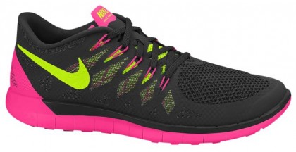 Nike Free 5.0 2014 Damen Sneakers Schwarz/Hyper Rosa/Anthrazit/Volt
