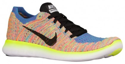 Damen Nike Free Rn Flyknit Weiß/Blau Glühen/Hyper Punch/Schwarz Sports