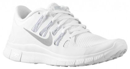 Nike Free 5.0+ Weiß/Metallic Silber/Rein Platin Damen Runningschuh