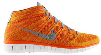 Nike Free Flyknit Chukka Gesamt Orange/Licht Base Grau/Volt/Weiß Herren Sneakers