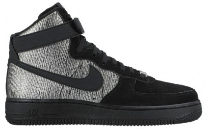 Nike Air Force 1 High Premium Metallic Silber/Schwarz Damen Sneakers