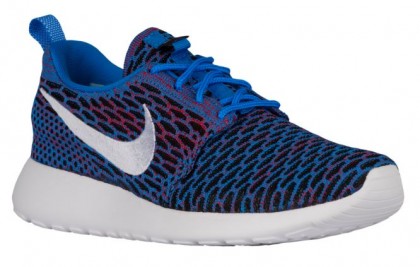 Nike Roshe One Flyknit Foto Blau/Weiß/University Rot/Schwarz Damen Laufschuhe