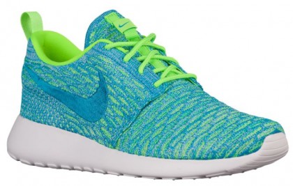 Nike Roshe One Flyknit Elektrisch Grün/Blau Lagoon/Glacier Eis Damen Sportschuhe