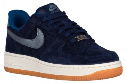 Nike Air Force 1 '07 Low Premium Suede Mitternachts Marine/Metallic Blau Damen Basketball
