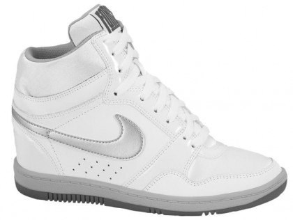 Nike Force Sky High Wedge Weiß/Metallic Silber/Dunkel Grau Damen Casual Wedges
