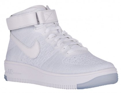 Damen Nike Air Force 1 Hi Flyknit Weiß/Rein Platin Basketball